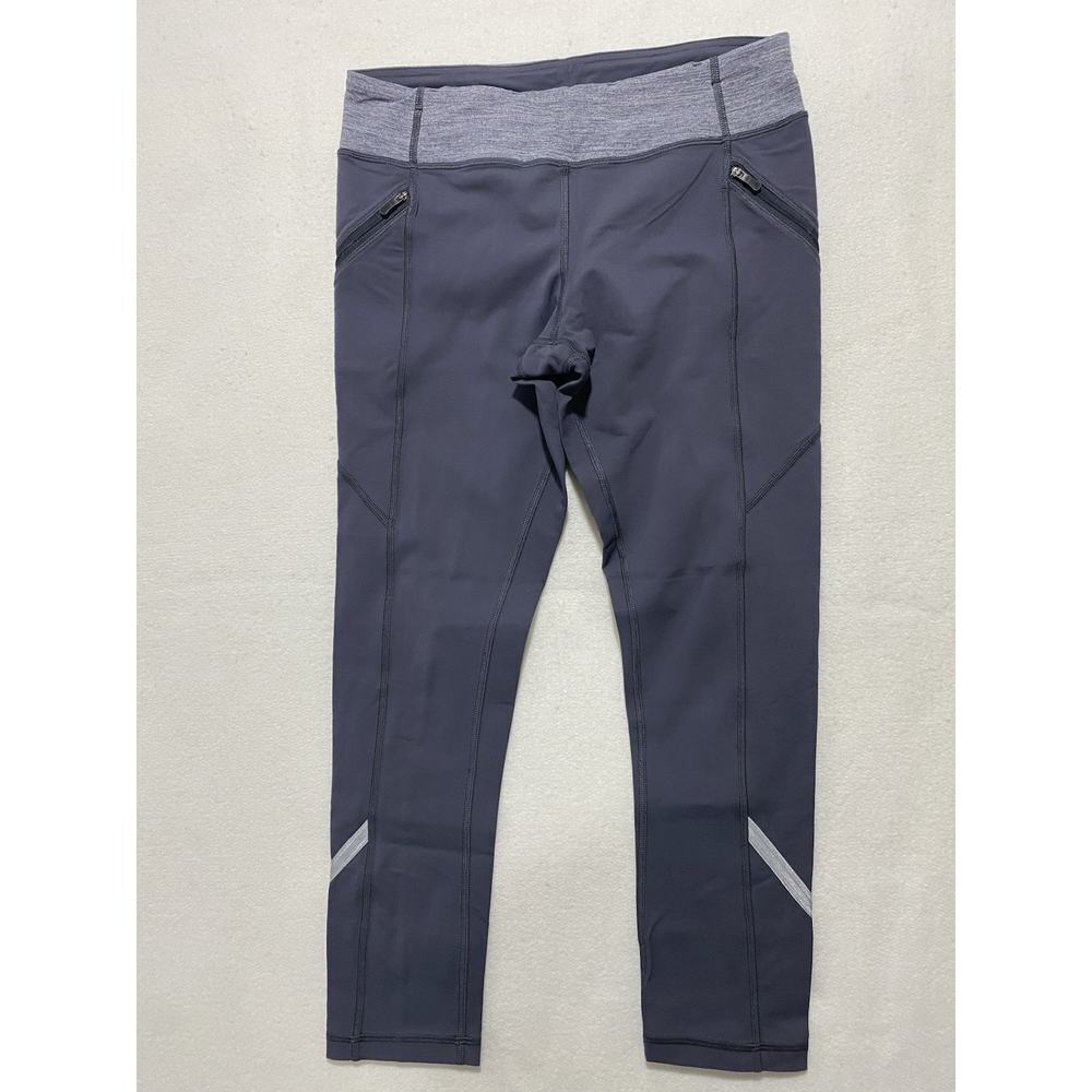 Lululemon Gray Running Capri Leggings Size 6 | Zip Pockets & Reflective Trim